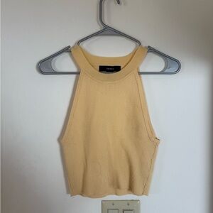 Forever 21 Yellow Ribbed Halter Top